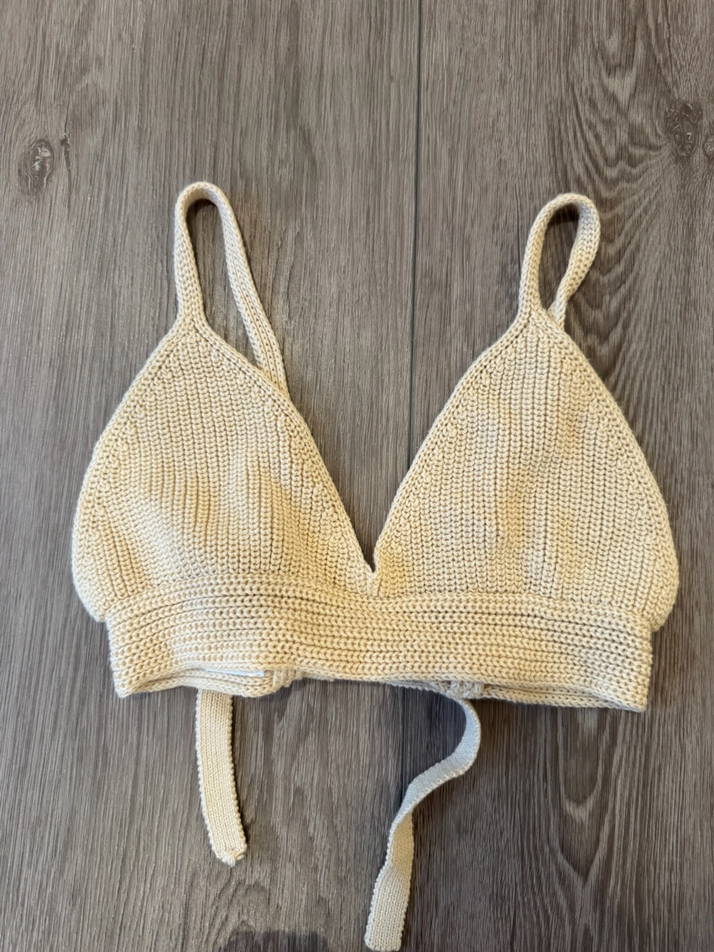 Cream Crochet Knit Crop Bralette Top